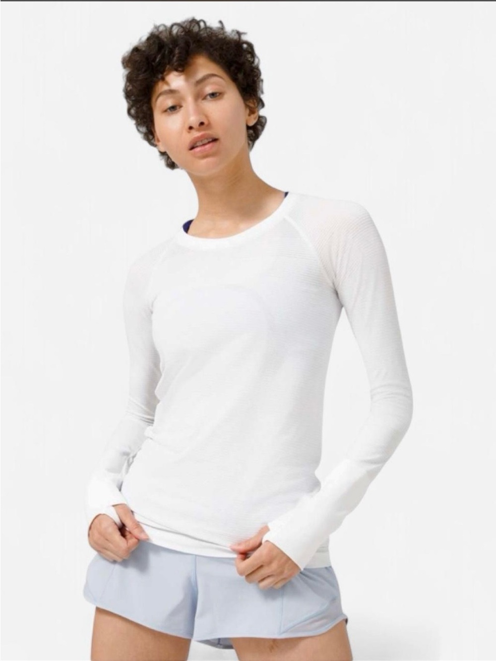 Lululemon Swiftly Tech Long Sleeve Shirt 2.0 Tempo Stripe White Chrome Size 6